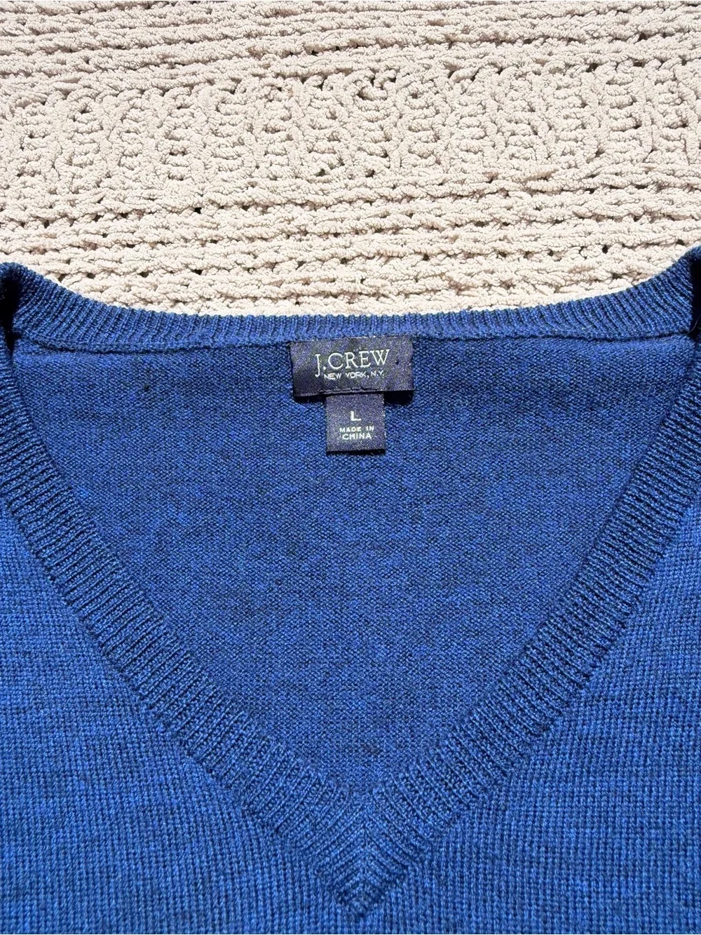 J. Crew Men's Merino Wool V-Neck Sweater in Royal Blue